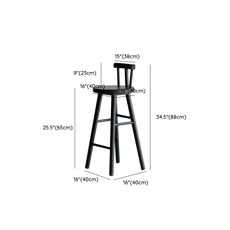 Modern Style Counter Stool Black Solid Wood Bar Stool for Indoor
