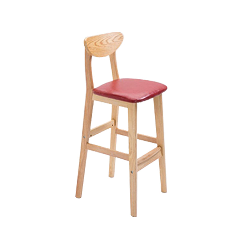 Low Back Dining Stool Rubberwood Armless Bar Stool with Wood Base