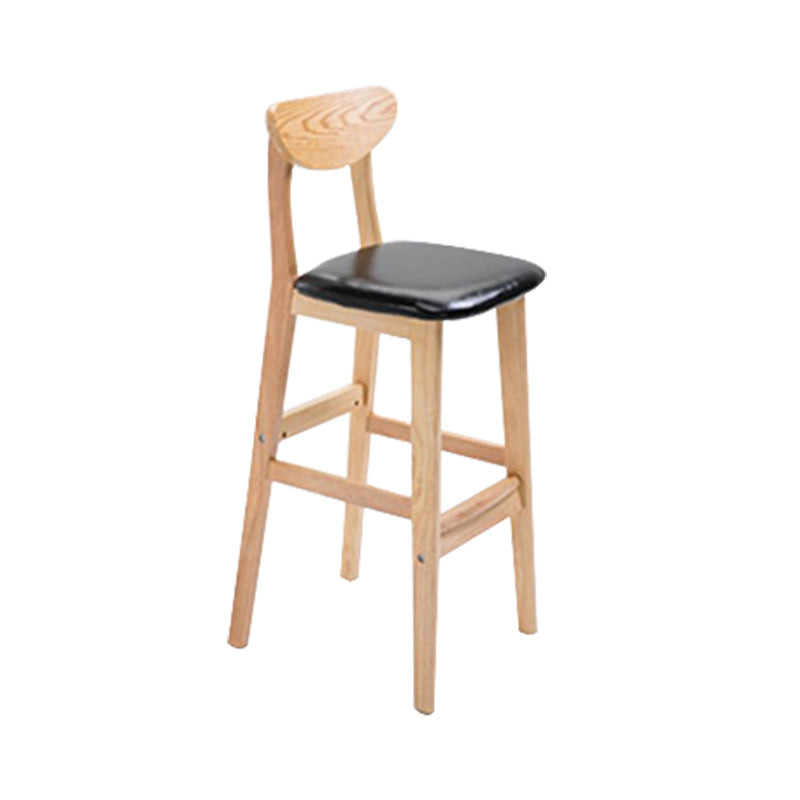 Low Back Dining Stool Rubberwood Armless Bar Stool with Wood Base