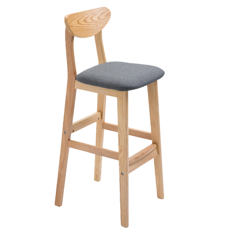 Low Back Dining Stool Rubberwood Armless Bar Stool with Wood Base