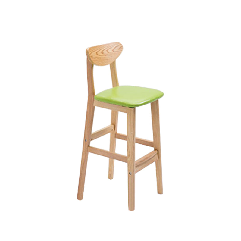 Low Back Dining Stool Rubberwood Armless Bar Stool with Wood Base