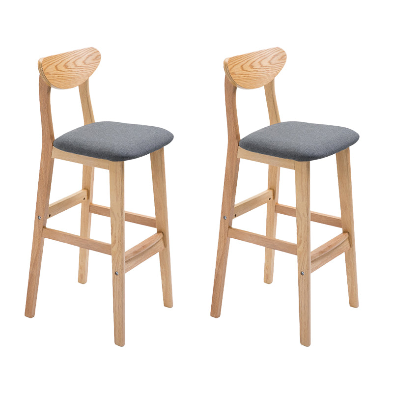 Low Back Dining Stool Rubberwood Armless Bar Stool with Wood Base
