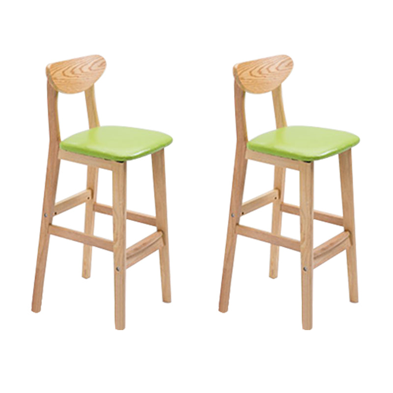 Low Back Dining Stool Rubberwood Armless Bar Stool with Wood Base