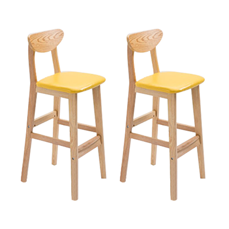 Low Back Dining Stool Rubberwood Armless Bar Stool with Wood Base