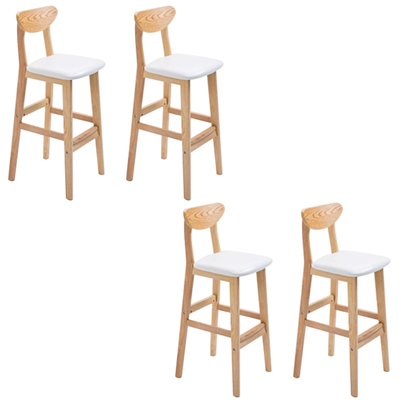 Low Back Dining Stool Rubberwood Armless Bar Stool with Wood Base