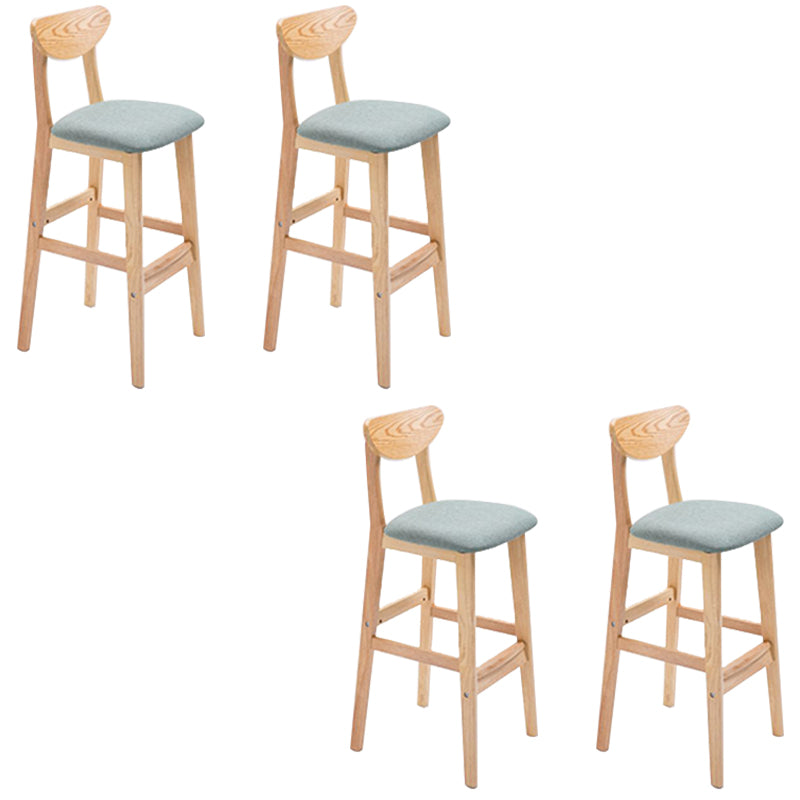 Low Back Dining Stool Rubberwood Armless Bar Stool with Wood Base