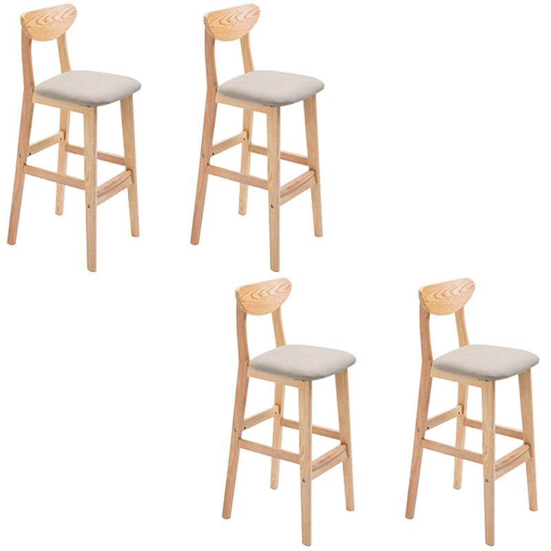 Low Back Dining Stool Rubberwood Armless Bar Stool with Wood Base