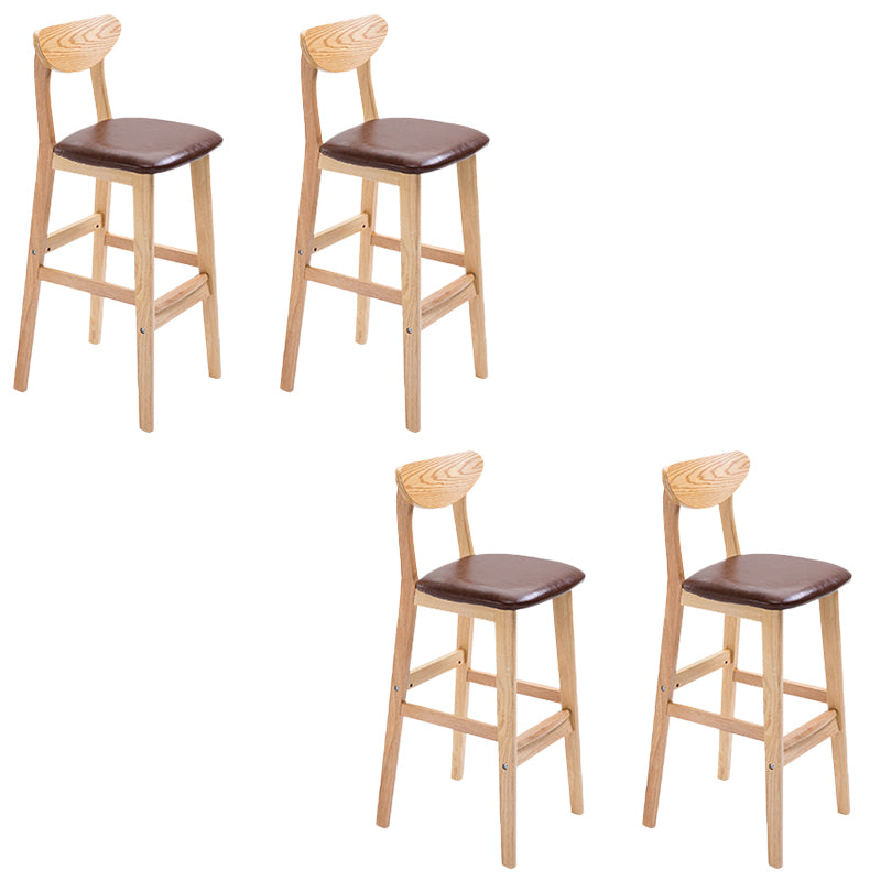 Low Back Dining Stool Rubberwood Armless Bar Stool with Wood Base