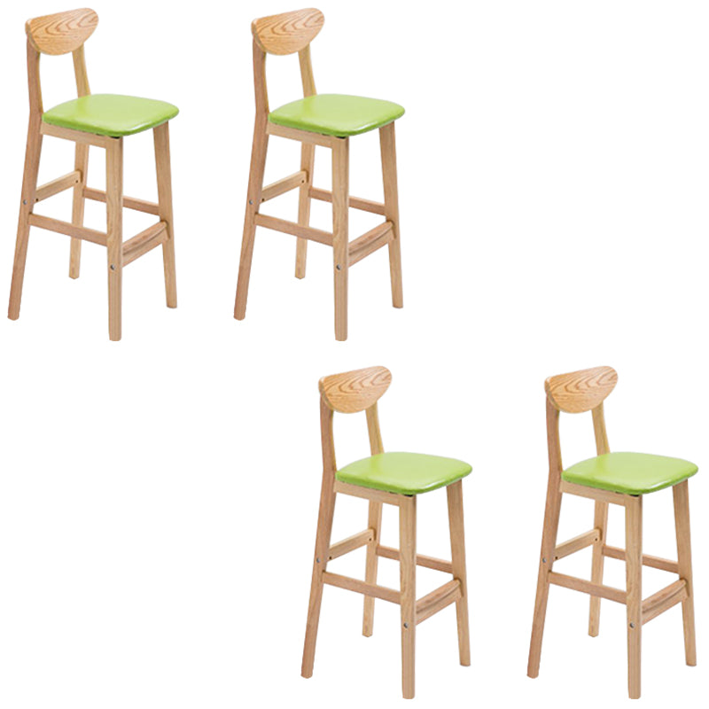 Low Back Dining Stool Rubberwood Armless Bar Stool with Wood Base