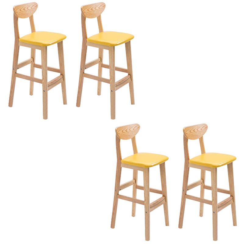 Low Back Dining Stool Rubberwood Armless Bar Stool with Wood Base