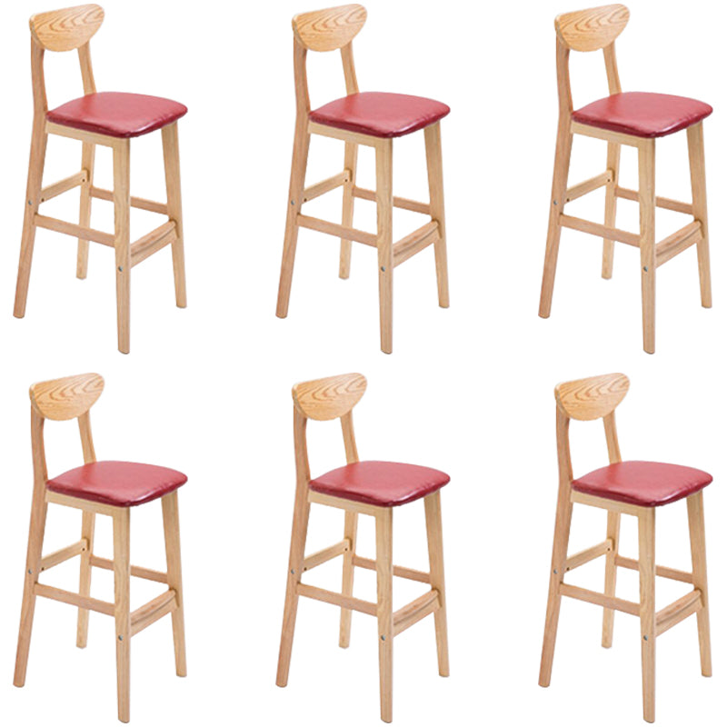 Low Back Dining Stool Rubberwood Armless Bar Stool with Wood Base