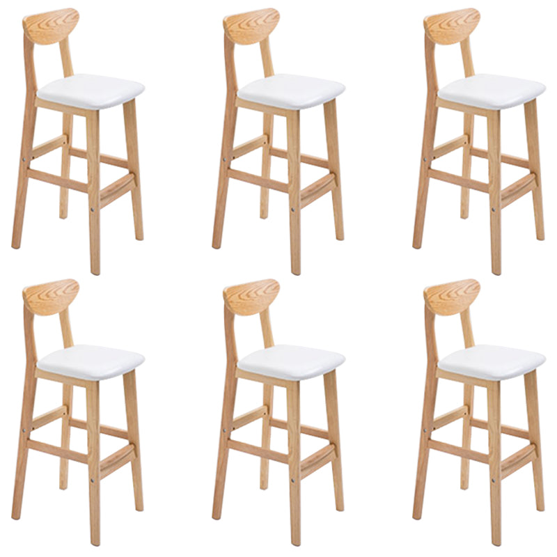Low Back Dining Stool Rubberwood Armless Bar Stool with Wood Base