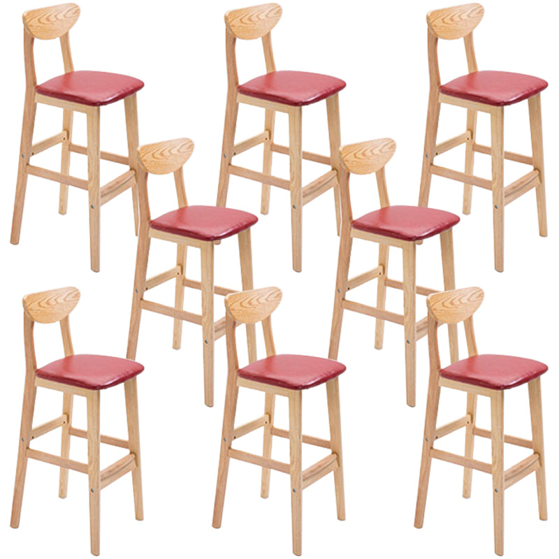 Low Back Dining Stool Rubberwood Armless Bar Stool with Wood Base