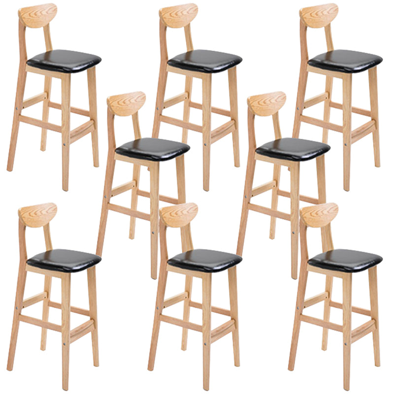 Low Back Dining Stool Rubberwood Armless Bar Stool with Wood Base
