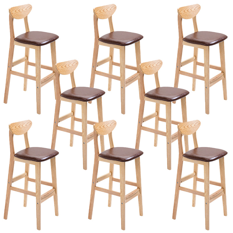 Low Back Dining Stool Rubberwood Armless Bar Stool with Wood Base