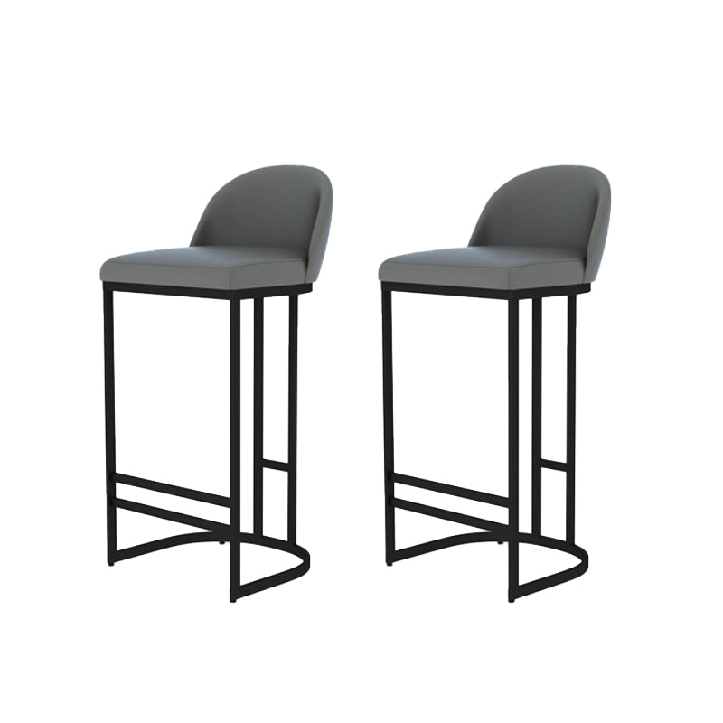 Glam Backrest Counter Stool Iron Kitchen Bar Stool with Leather Cushion and Pedal