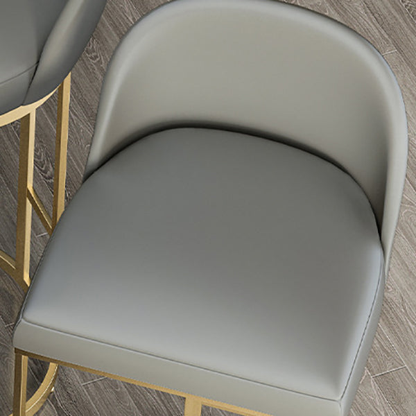 Glam Backrest Counter Stool Iron Kitchen Bar Stool with Leather Cushion and Pedal