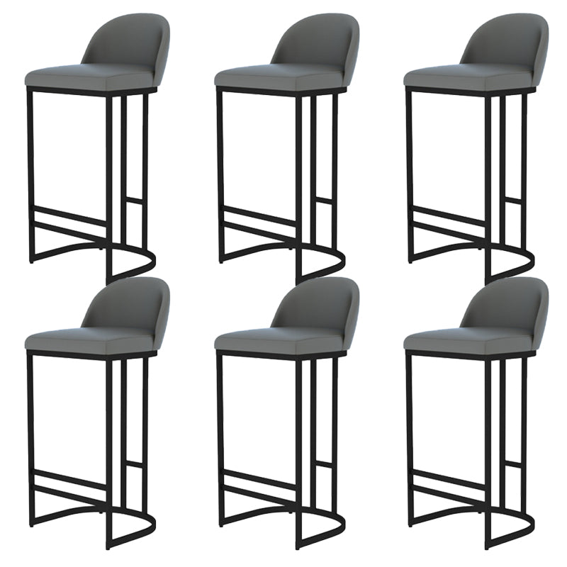 Glam Backrest Counter Stool Iron Kitchen Bar Stool with Leather Cushion and Pedal