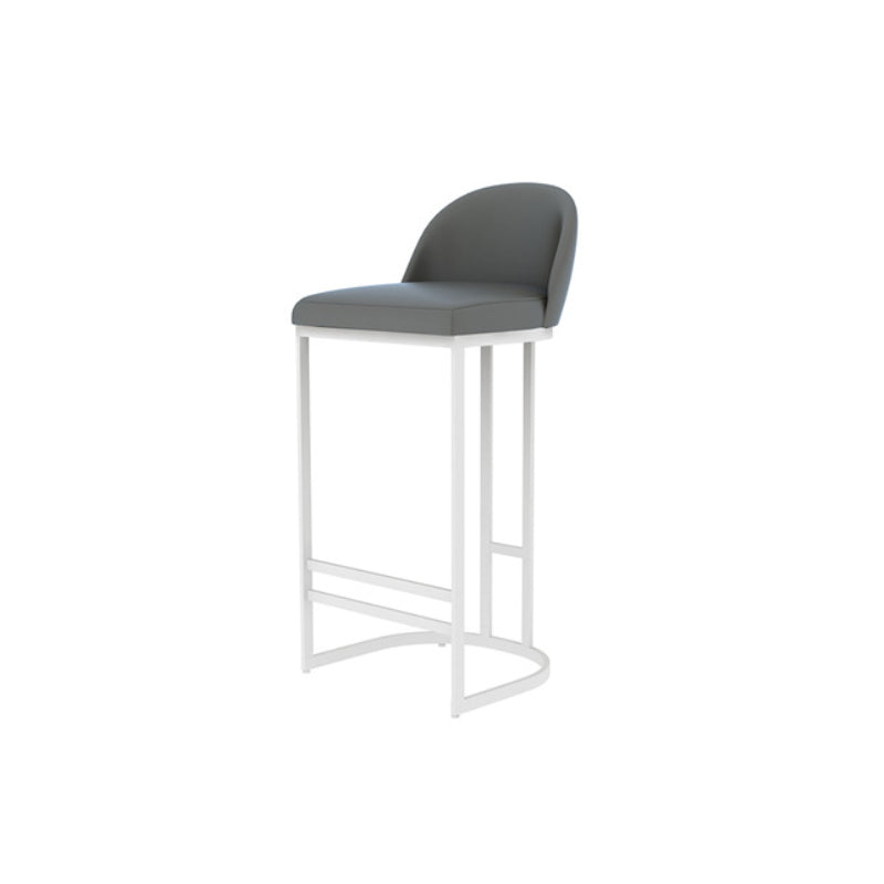 Glam Backrest Counter Stool Iron Kitchen Bar Stool with Leather Cushion and Pedal
