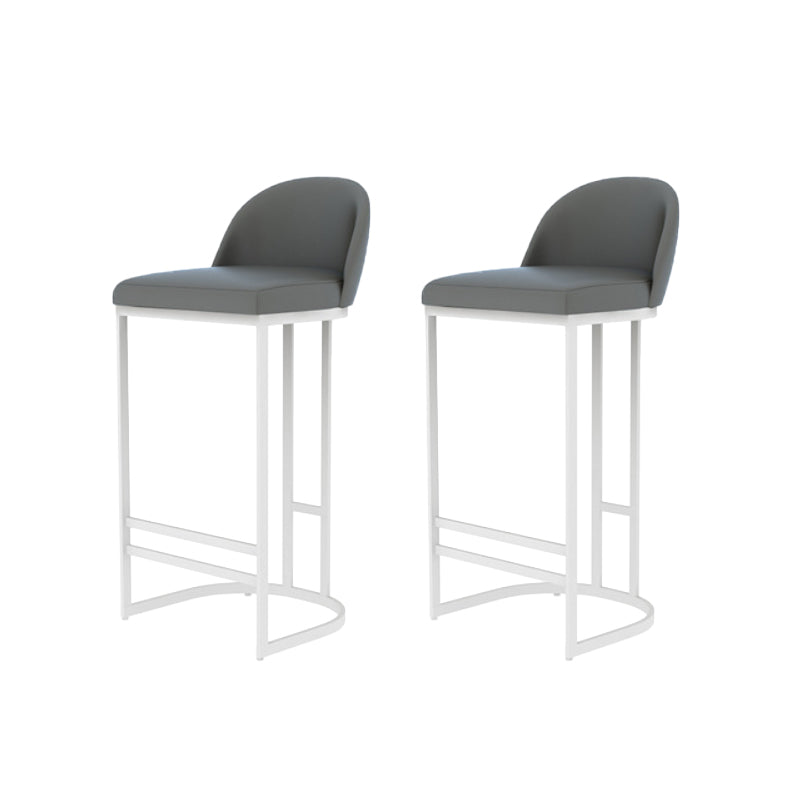 Glam Backrest Counter Stool Iron Kitchen Bar Stool with Leather Cushion and Pedal