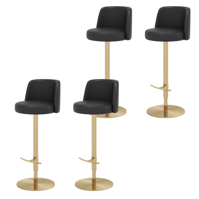 Glam Style Liftable Bar Stool PU Leather Counter Bar Stool with Metal Legs for Home