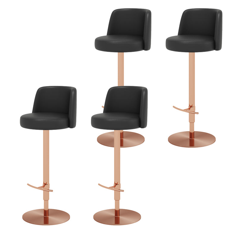Glam Style Liftable Bar Stool PU Leather Counter Bar Stool with Metal Legs for Home