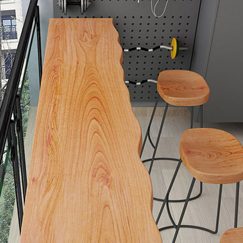 Modern Style Wood Bistro Bar Table Rectangle Metal Base Bar Table