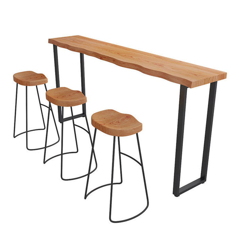 Modern Style Wood Bistro Bar Table Rectangle Metal Base Bar Table