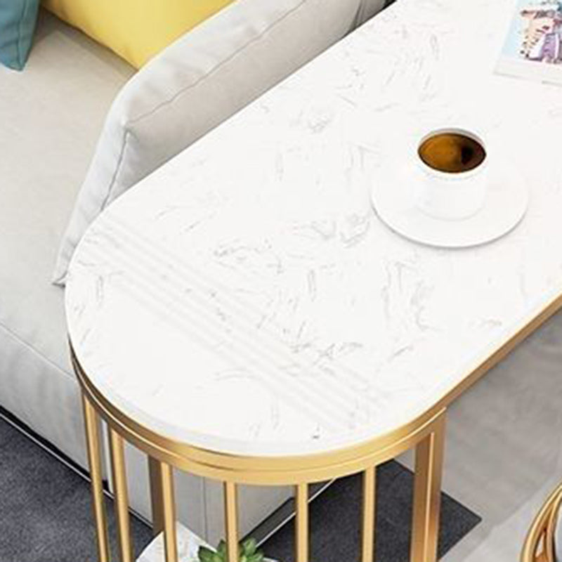 Faux Marble Bistro Bar Table Rectangle Metal Base Bar Table for Living Room