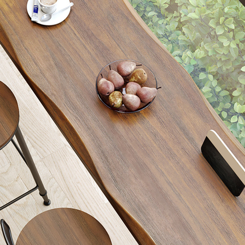 Wooden Bistro Bar Table Rectangle Metal Base Bar Table with Storage