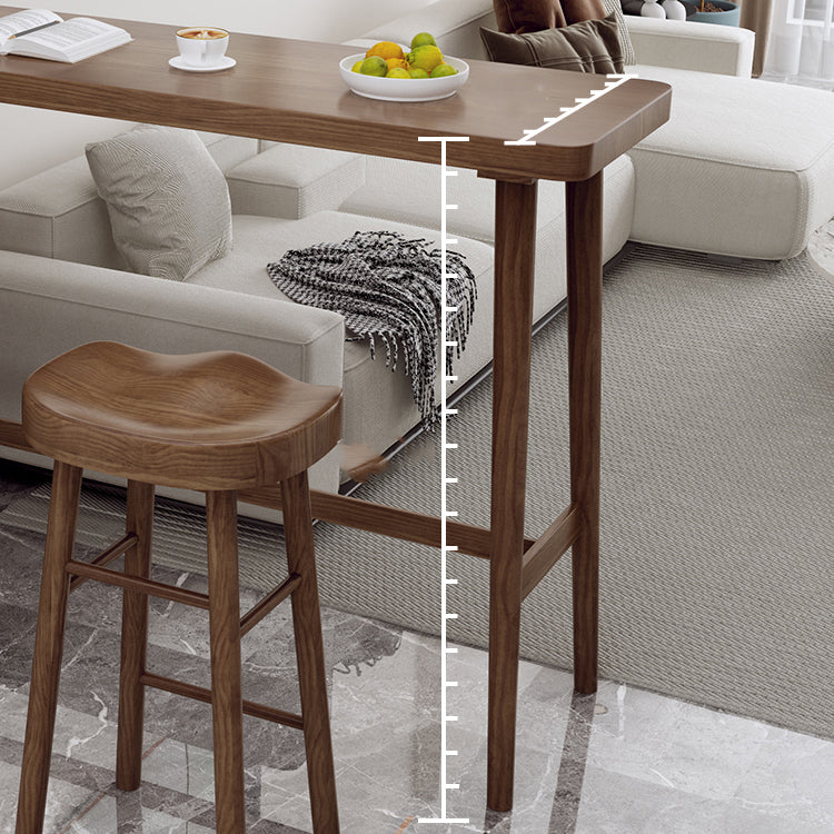Modern Wooden Bistro Bar Table Rectangle Footrest Bar Table for Living Room