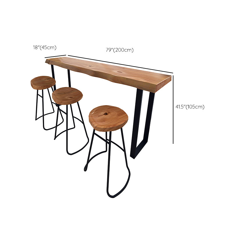 Industrial Style Bistro Bar Table Rectangle Wooden Bar Table for Dining Room