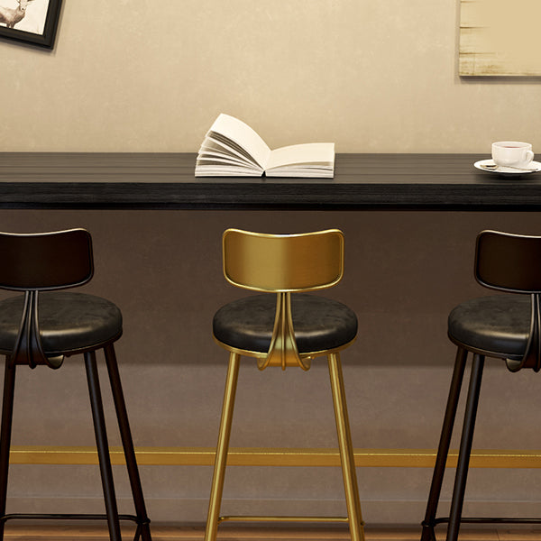 Industrial Bistro Bar Table Rectangle Solid Wood Bar Table with Gold Frame