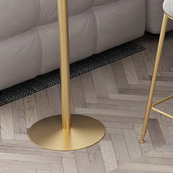 Faux Marble Bistro Bar Table Rectangle Metal Base Bar Table with Storage