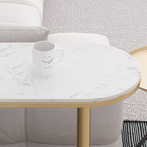 Faux Marble Bistro Bar Table Rectangle Metal Base Bar Table with Storage