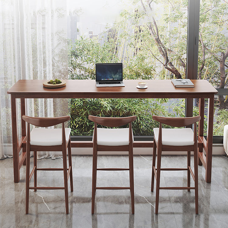 Modern Style Bistro Bar Table Rectangle Solid Wood Bar Table for Home