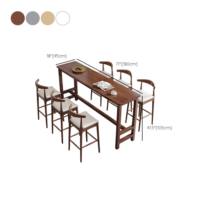 Modern Style Bistro Bar Table Rectangle Solid Wood Bar Table for Home