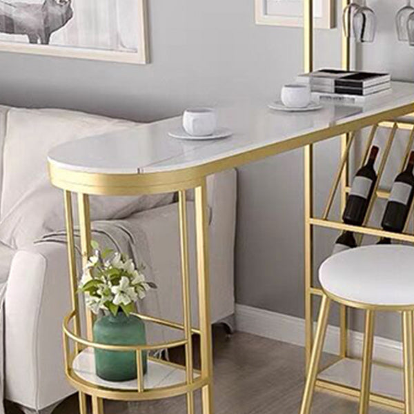 Modern Sintered Stone Bistro Bar Table Metal Base Bar Table with Storage