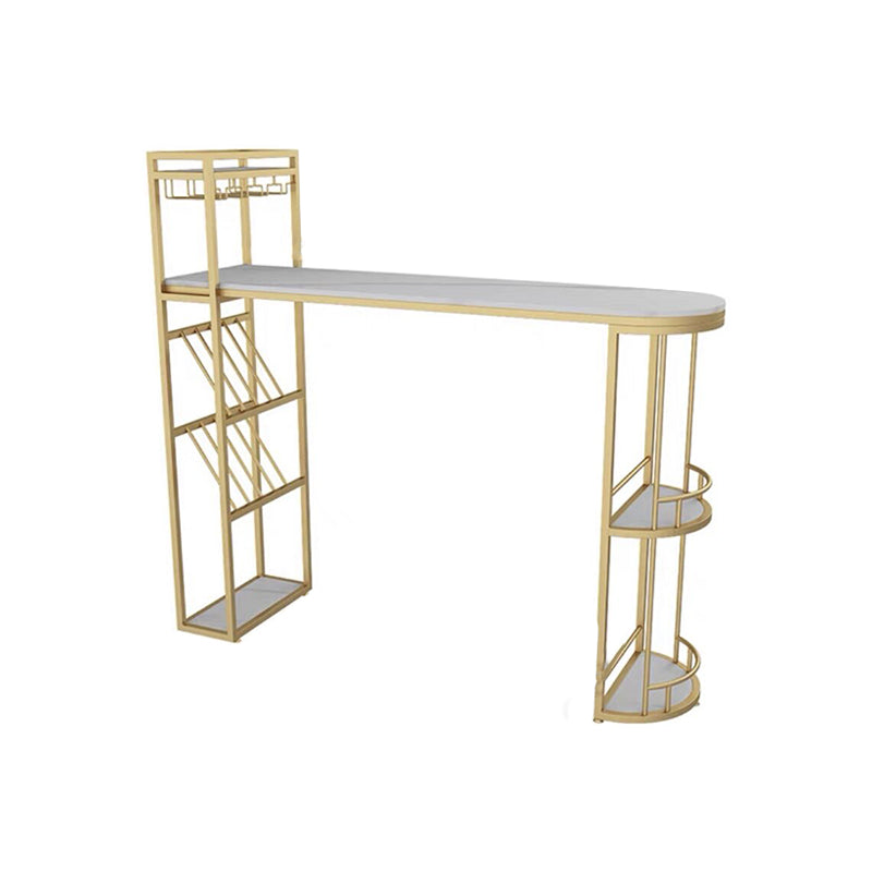 Modern Sintered Stone Bistro Bar Table Metal Base Bar Table with Storage