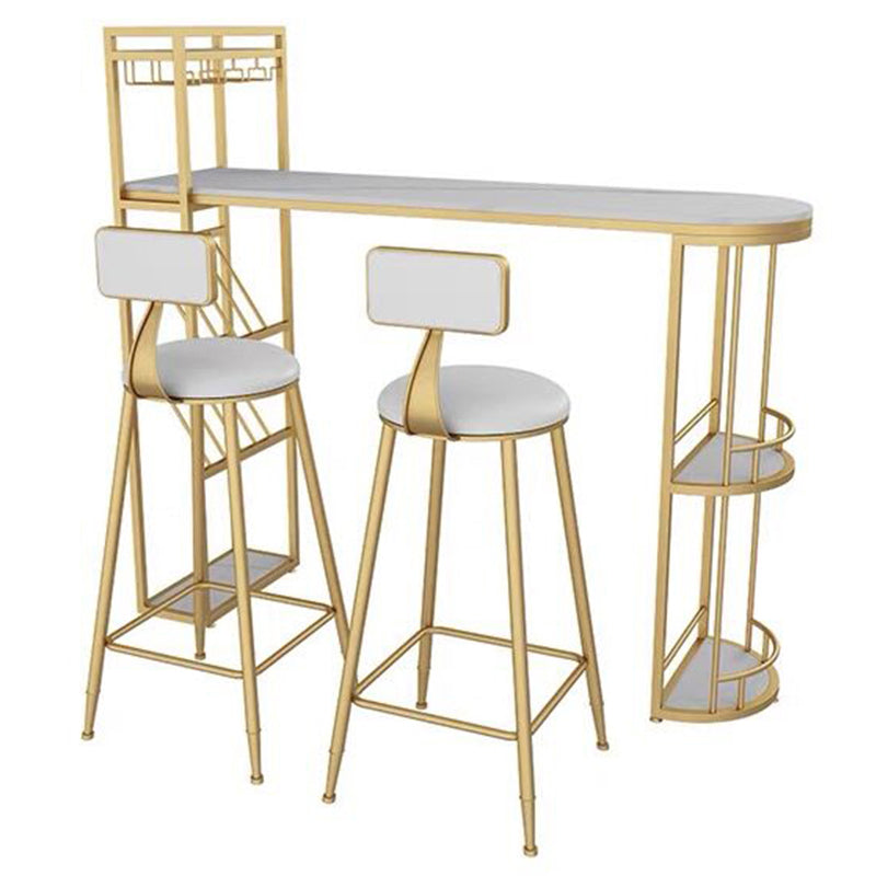 Modern Sintered Stone Bistro Bar Table Metal Base Bar Table with Storage