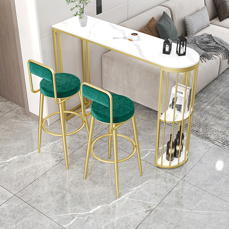 Modern Sintered Stone Bistro Bar Table Metal Base Bar Table with Storage for Home