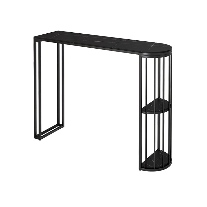 Modern Sintered Stone Bistro Bar Table Metal Base Bar Table with Storage for Home