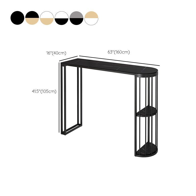 Modern Sintered Stone Bistro Bar Table Metal Base Bar Table with Storage for Home