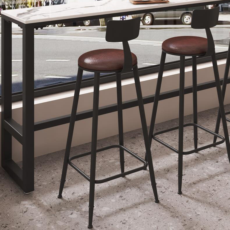 Modern Sintered Stone Bistro Bar Table Rectangle Metal Base Bar Table with Footrest