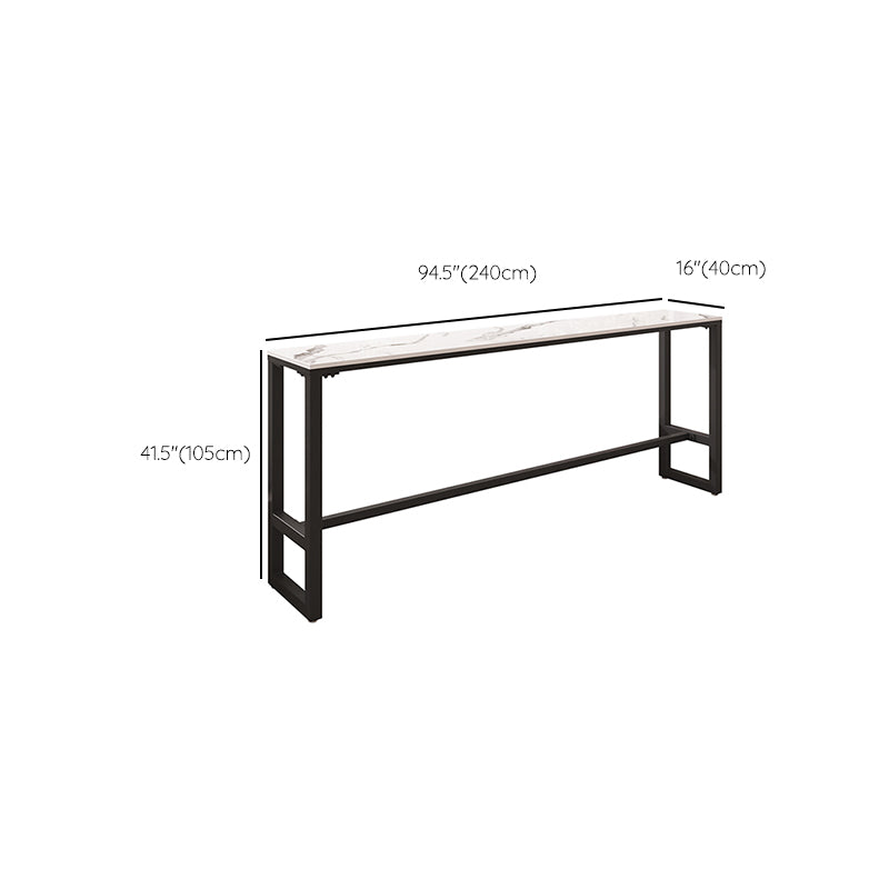 Modern Sintered Stone Bistro Bar Table Rectangle Metal Base Bar Table with Footrest