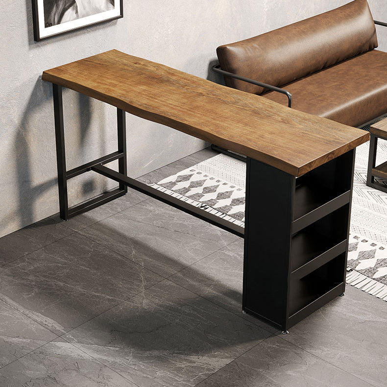Industrial Style Bistro Bar Table Rectangle Wood Bar Table with Storage