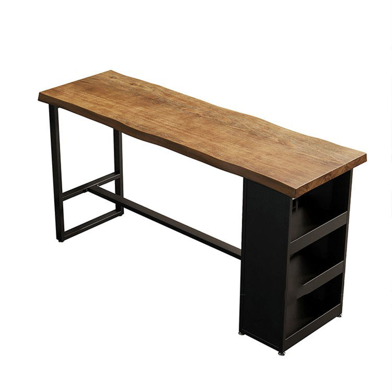 Industrial Style Bistro Bar Table Rectangle Wood Bar Table with Storage