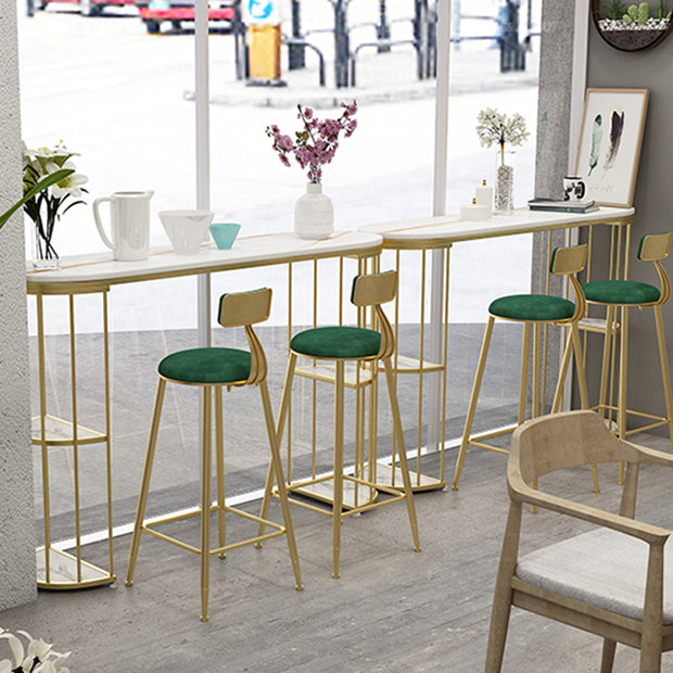 Glam Sintered Stone Bistro Bar Table Oval Metal Base Bar Table with Storage