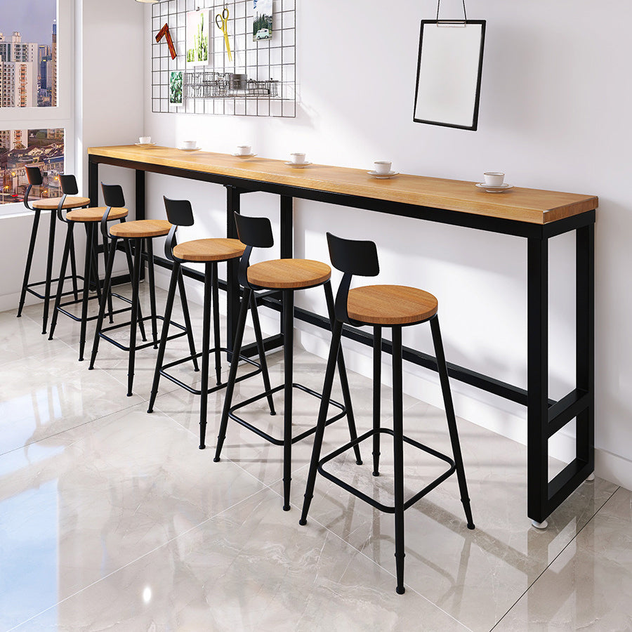 Rectangular Bar Height Table Industrial Style Bar Table with Trestle Base