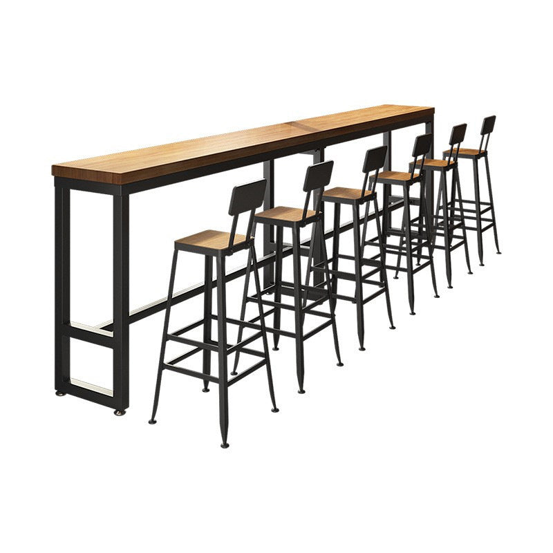 Rectangular Bar Height Table Industrial Style Bar Table with Trestle Base